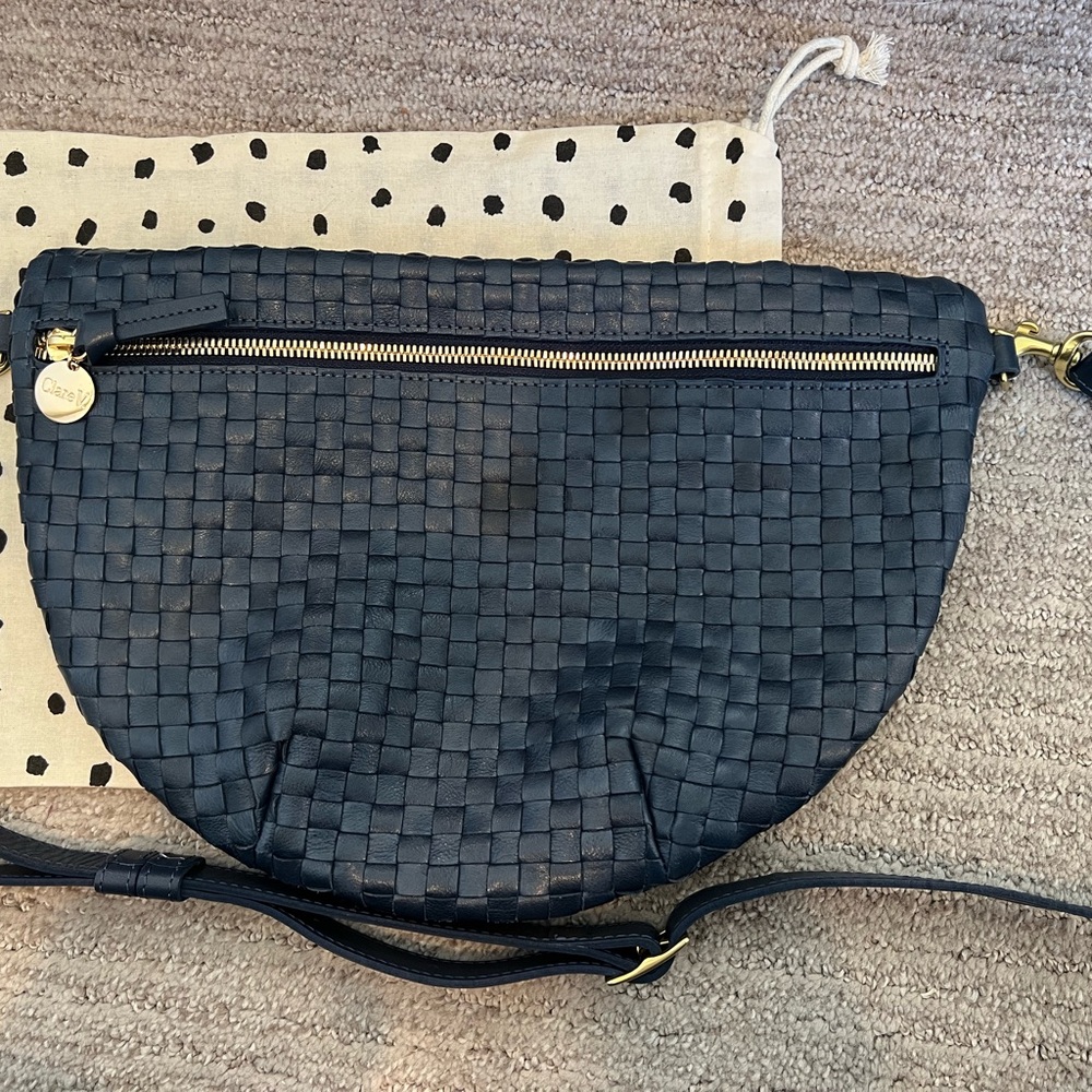 Clare V. Leather Grande Fanny Woven Crossbody Bag